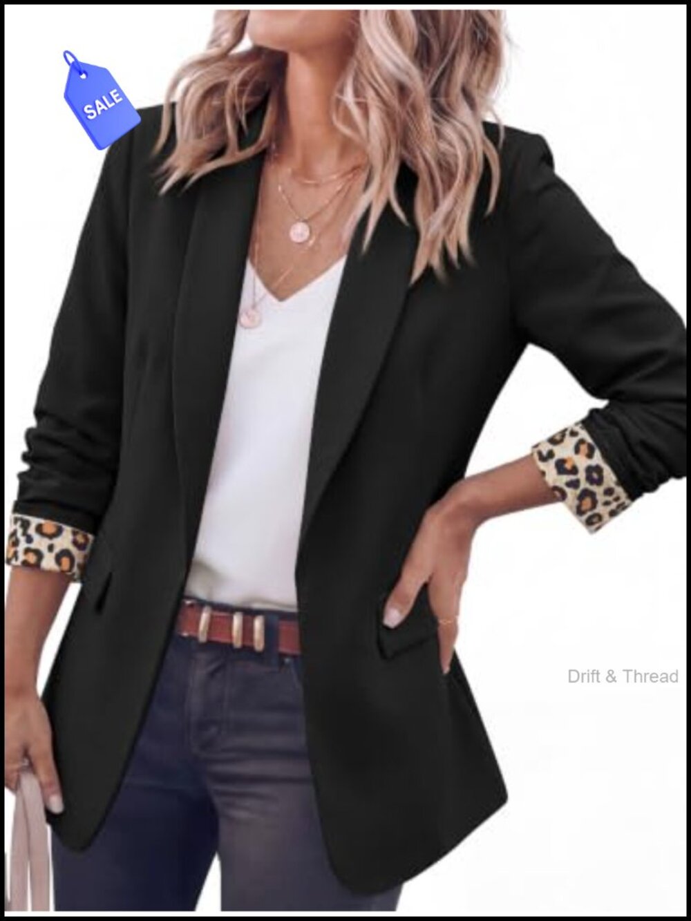 Open Front Shawl Collar Blazer Long Sleeve Business Casual